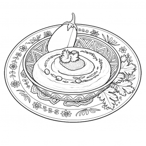 Comida Arabe Baba Ghanoush Colorear