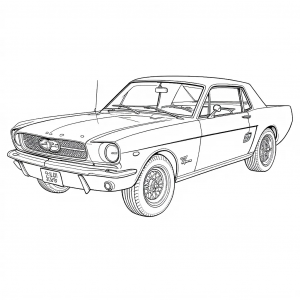 16390 Autos Ford, Mustang, 1964, Rojo. c Autos Ford, Mustang, 1964, Rojo. Colorear