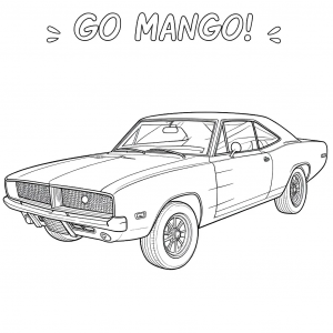 Dodge, Charger, 1968, Naranja (Go Mango!). Colorear