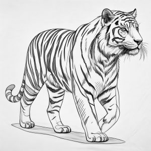 16701 Mamiferos Tigre, naranja rojizo con rayas negras y blanco en el vientre, Panthera tigris. Colorear Mamiferos Tigre, Naranja Rojizo Con Rayas Negras Y Blanco En El Vientre, Panthera Tigris. Colorear