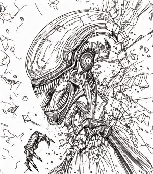17256 Aliens Xenomorfo destructor (2) Colorear-min Aliens Xenomorfo Destructor Colorear