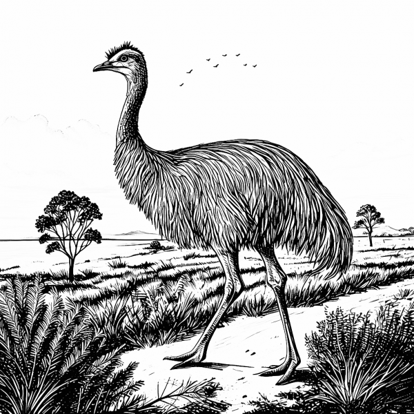 Ave Emú Australia Colorear