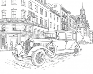 Packard, 740 Custom Eight, 1930, Azul Oscuro. Colorear