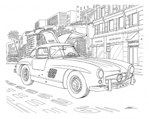 Mercedes-Benz, 300 Sl Gullwing, 1954, Plata. Colorear