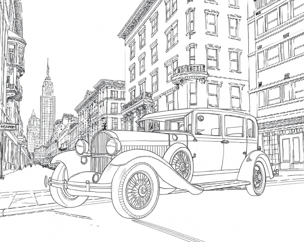 Lincoln, Model K, 1930, Negro. Colorear