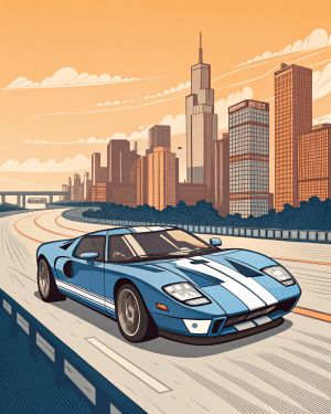 Ford, Gt, 2005, Azul Con Franjas Blancas