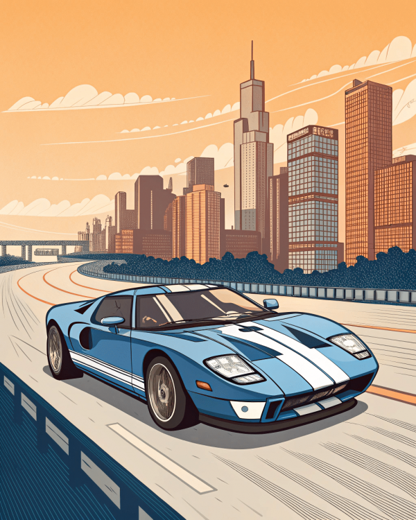 Ford, Gt, 2005, Azul Con Franjas Blancas