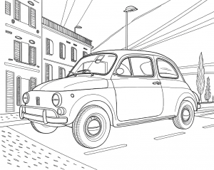 Fiat, 500, 1957, Azul Cielo. Colorear