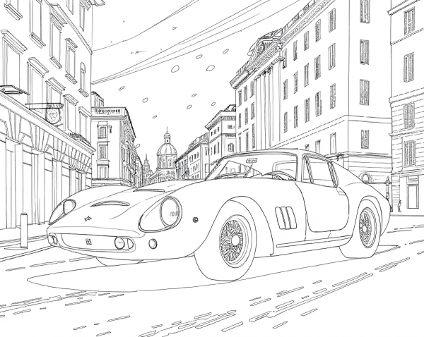 Ferrari, 250 Gto, 1962, Rojo. Colorear