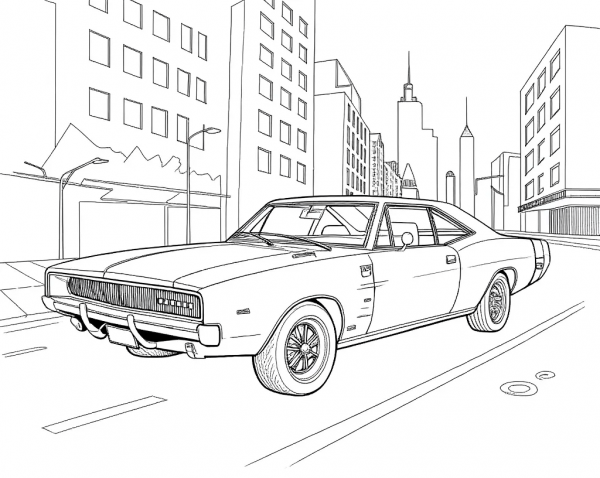 18250 Dodge, Charger (Segunda generación), 1968, Naranja (Hemi Orange). C-min Dodge, Charger (Segunda Generación), 1968, Naranja (Hemi Orange). Colorear