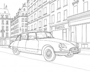 Citroen, Ds, 1955, Gris Claro. Colorear