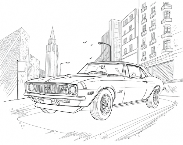 Chevrolet, Camaro (Primera Generación), 1967, Rojo. Colorear