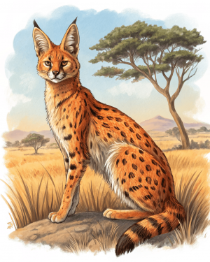 Gato Servalino, Leptailurus Serval Serval,